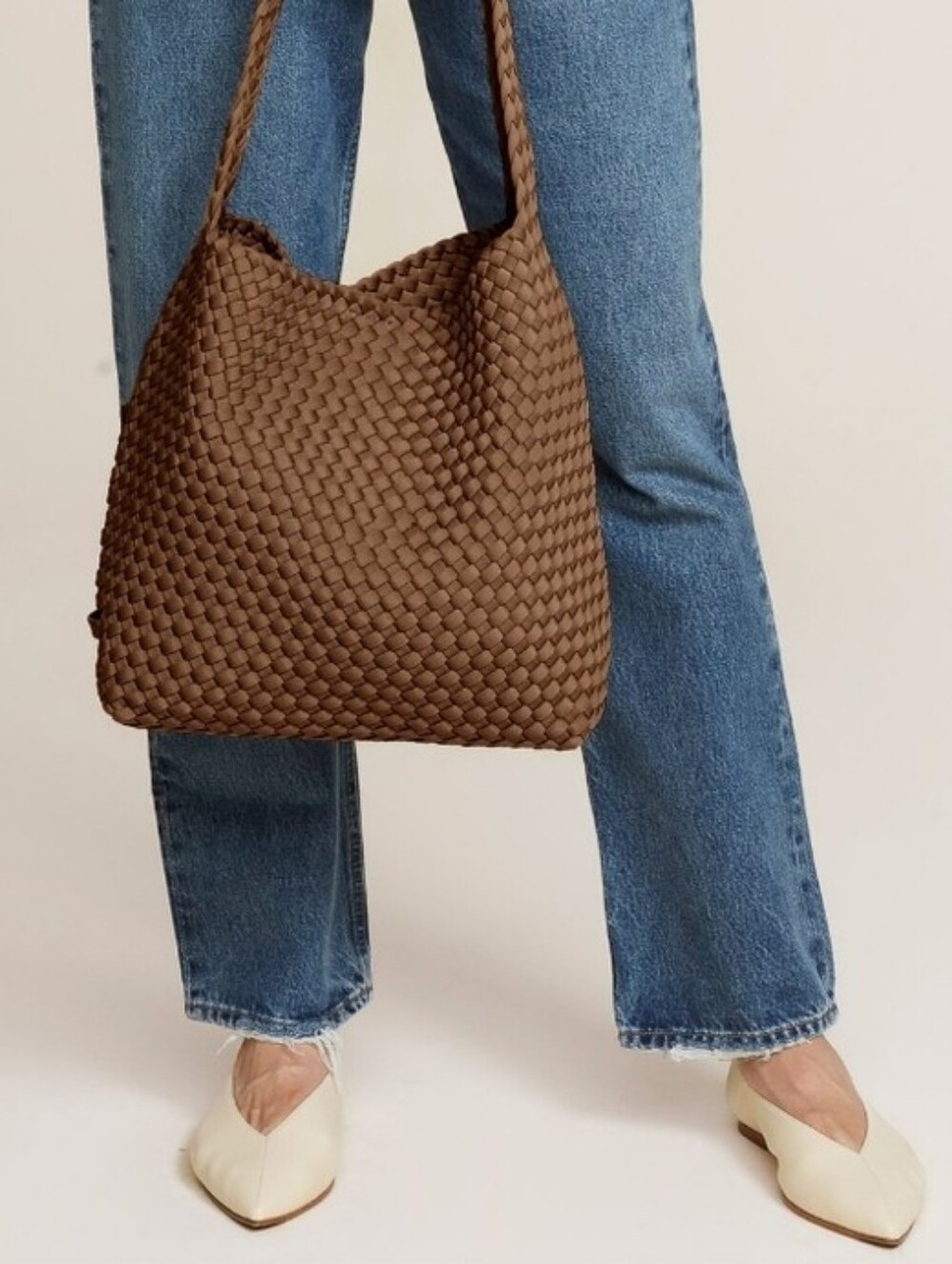 LIKE NEW NAGHEDI NOMAD MEDIUM HOBO SHOULDER BAG - MINK BROWN